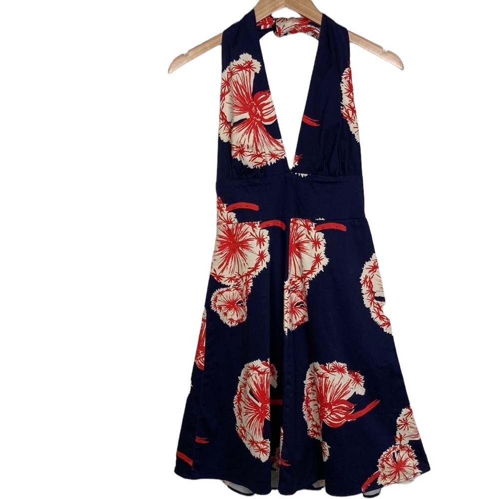 Eva Frajko Dandelion Bold Print Retro Vintage Inspired Halter Dress